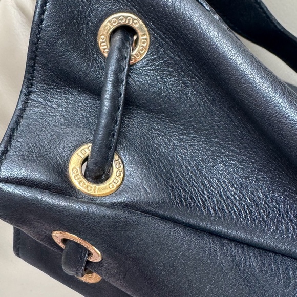 Authenticated Vintage Gucci Leather Bamboo Flap Drawstring Mini Backpack, COA - Picture 12 of 15